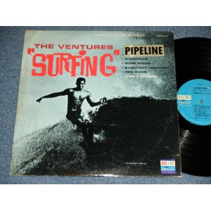 画像: THE VENTURES - SURFING ( With "PIPELINE " SEAL AT FRONT COVER  '63 Version BLUE with BLACK Print  Label : Matrix Number BST-8022  S1/  BST-8022 S2  VG+++/Ex+x ) / 1963 US ORIGINAL  "BLUE with BLACK Print Label" STEREO Used  LP 