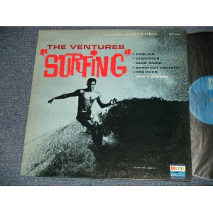 画像: THE VENTURES - SURFING (  '64 Version DARK BLUE with BLACK Print  Label )( MATRIX #   A) 　 BLP 2022 1B   　B)    BLP 2022  1A   ) (Ex++/Ex+++)  / 1964 Version US ORIGINAL  "BLUE with BLACK Print Label" STEREO Used  LP 