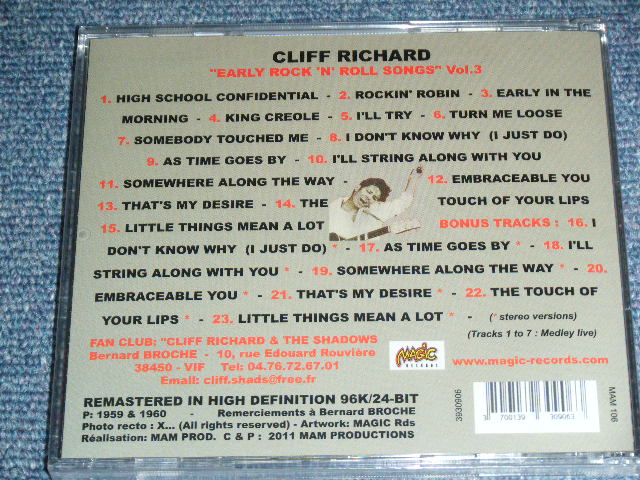 画像: CLIFF RICHARD With THE DRIFTERS - EARLY ROCK 'N' ROLL SONGS VOL.3  / 2011 FRANCE Brand New SEALED CD 