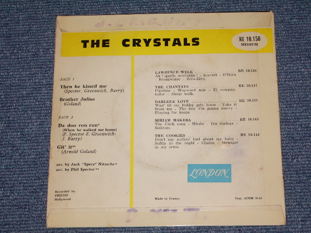 画像: THE CRYSTALS - DA DOO RON RON  / 1963 FRANCE  ORIGINAL  7" EP