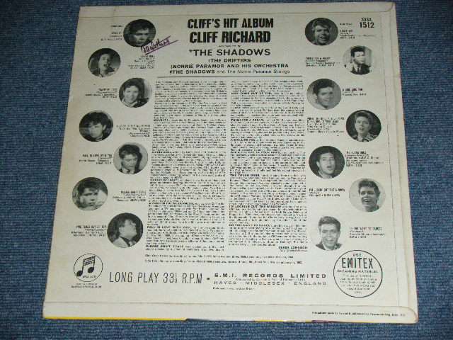 画像: CLIFF RICHARD with THE SHADOWS & THE DRIFTERS - CLIFF'S HIT ALBUM ( Ex++/Ex+++ ) / 1963  UK ORIGINAL 1st Press "BLUE Columbia Label" Used  MONO LP 