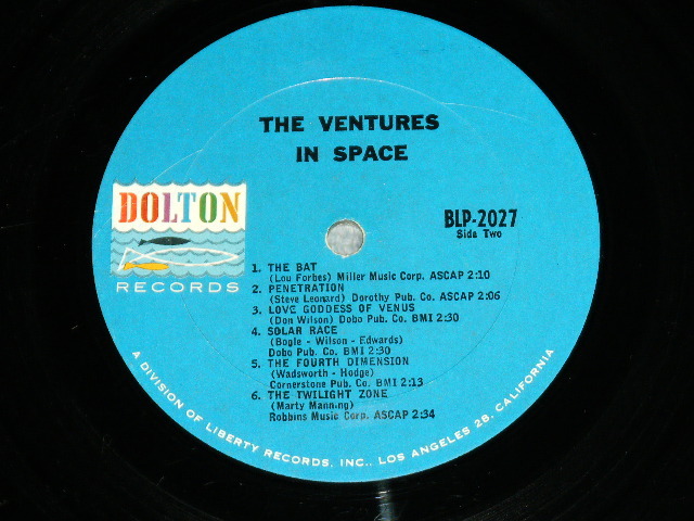 画像: THE VENTURES - IN SPACE (  DARK BLUE with BLACK  Print Label ，Ｍａｔｒｉｘン# BLP-2027 SIDE ONE 1A/BLP-2027 SIDE TWO 1A  Ex+,Ex/Ex+ ) / 1964  US ORIGINAL DARK BLUE with BLACK Print Label  MONO Used LP 