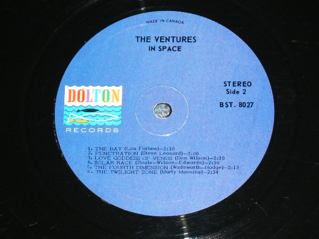 画像: THE VENTURES - IN SPACE (  BLUE with BLACK Print Ｌａｂｅｌ，Ｍａｔｒｉｘン# BST-8027 SIDE 1/BST-8027 SIDE-2  Ex/Ex ) / 1964  CANADA カナダ ORIGINAL  L Stereo Used LP 