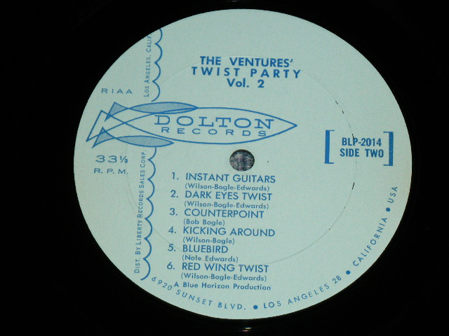 画像: THE VENTURES - TWIST PARTY VOL.2  ( LIGHT BLUE  Label : Matrix Number BLP 2014-1E (SIDE-1) /  BLP 2014-1E (SIDE-2) :  Ex++,Ex/Ex+++,Ex++ ) / 1962 US ORIGINAL RELEASE VERSION MONO Used  LP 