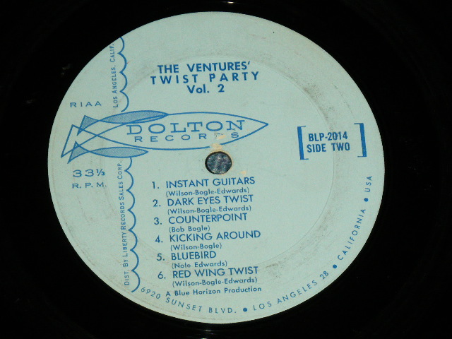 画像: THE VENTURES - TWIST PARTY VOL.2  ( LIGHT BLUE  Label : Matrix Number BLP 2014-1D (SIDE-1) /  BLP 2014-1E (SIDE-2) :  Ex,VG++/Ex ) / 1962 US ORIGINAL RELEASE VERSION MONO Used  LP 