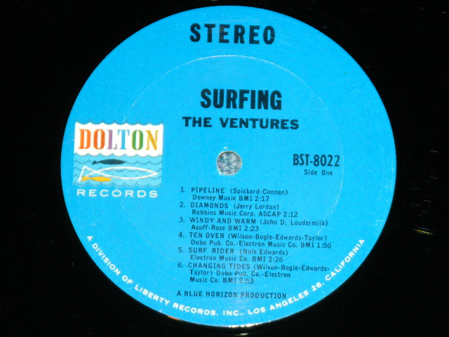 画像: THE VENTURES - SURFING (  '63 Version BLUE with BLACK Print  Label : Matrix Number BST-8022  SIDE 1  1E/  BST-8022  SIDE 2 1D :  Ex++/Ex++ ) / 1963 US ORIGINAL  "BLUE with BLACK Print Label" STEREO Used  LP 