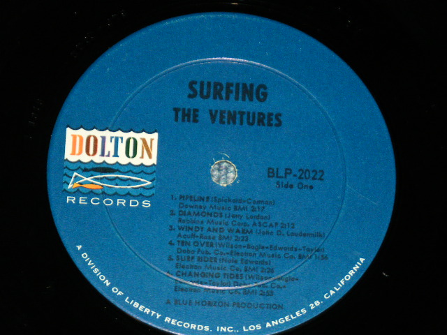 画像: THE VENTURES - SURFING ( '63 US AMERICA ORIGINAL "DARK BLUE with BLACK Print  Label : Matrix Number BLP 2022- 1 SIDE1 /  BLP 2022-1 SIDE2  Ex++/E0++x ) / 1963 US ORIGINAL 1st Press"DARK BLUE with BLACK Print Label" MONO Used  LP 