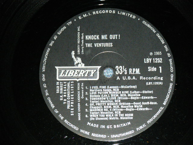 画像: THE VENTURES - KNOCK ME OUT ( Without or NONE  "TOMORROW'S LOVE" Version : Ex+/Ex+++,Ex++ ) / 1965 UK ENGLAND ORIGINAL Large  MONO credit Used  LP 