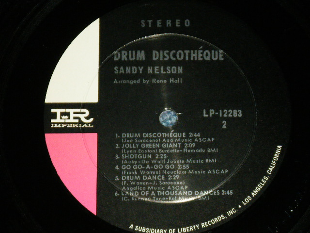 画像: SANDY NELSON -  DRUM DISCOTHEQUE  ( BLACK & PINK & WHITE label :  MINT-/MINT- ) / 1965  US AMERICA  ORIGINAL  STEREO  Used  LP 