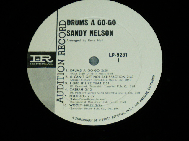 画像: SANDY NELSON -  drums a go-go (  White label Promo label :  Ex++/MINT- ) / 1965  US AMERICA  ORIGINAL PROMO MONO Used  LP 