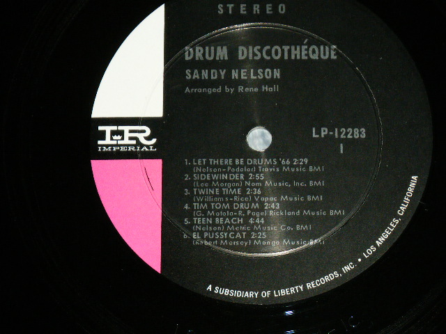 画像: SANDY NELSON -  DRUM DISCOTHEQUE  ( BLACK & PINK & WHITE label :  MINT-/MINT- ) / 1965  US AMERICA  ORIGINAL  STEREO  Used  LP 