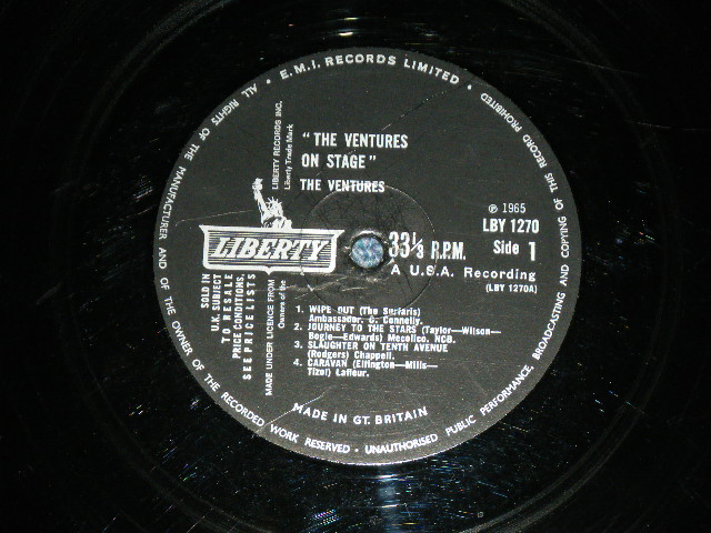 画像: THE VENTURES - ON STAGE ( Matrix # A) 1/B) 1 ; Black with Silver Print Label: Ex+/Ex++ Looks:Ex+ ) / 1965 UK ENGLAND  ORIGINAL MONO Used   LP