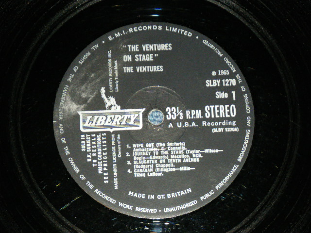 画像: THE VENTURES - ON STAGE ( Matrix # A) 1/B) 1 ; Black with Silver Print Label: Ex+++/Ex+++ ) / 1965 UK ENGLAND  ORIGINAL STEREO Used   LP