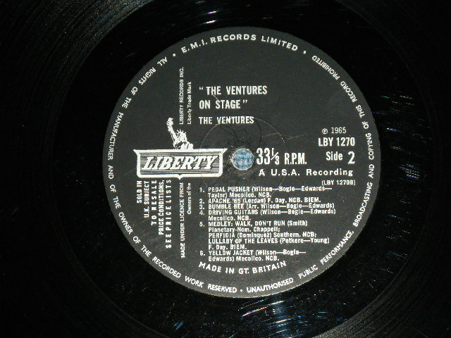 画像: THE VENTURES - ON STAGE ( Matrix # A) 1/B) 1 ; Black with Silver Print Label: Ex+,Ex+/Ex+++ ) / 1965 UK ENGLAND  ORIGINAL MONO Used   LP