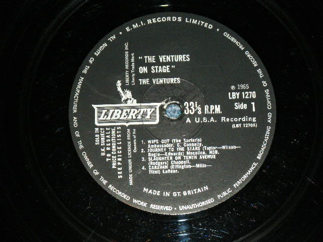 画像: THE VENTURES - ON STAGE ( Matrix # A) 1/B) 1 ; Black with Silver Print Label: Ex+,Ex+/Ex+++ ) / 1965 UK ENGLAND  ORIGINAL MONO Used   LP