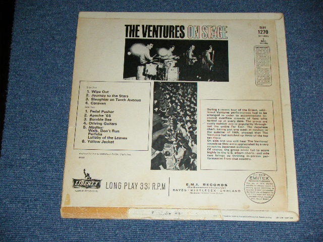 画像: THE VENTURES - ON STAGE ( Matrix # A) 1/B) 1 ; Black with Silver Print Label: Ex+,Ex-/Ex++ A-1&B-1 Poor SKIP ) / 1965 UK ENGLAND  ORIGINAL STEREO Used   LP