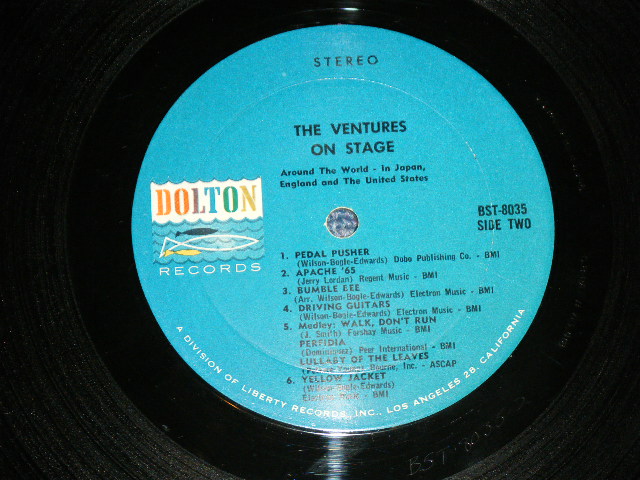 画像: THE VENTURES - ON STAGE ( Matrix # A)BST-8035-1/B)BST8035-2 ; Blue with Black Print Label: Ex++,Ex/Ex++, Ex+ ) / 1965  US AMERICA  ORIGINAL STEREO Used   LP