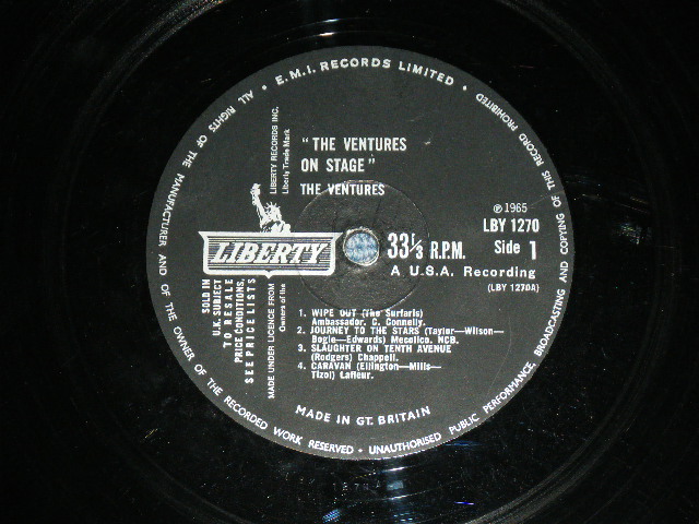 画像: THE VENTURES - ON STAGE ( Matrix # A) 1/B) 1 ; Black with Silver Print Label: Ex+,Ex-/Exx,A-1 ;Poor JUMP ) / 1965 UK ENGLAND  ORIGINAL MONO Used   LP