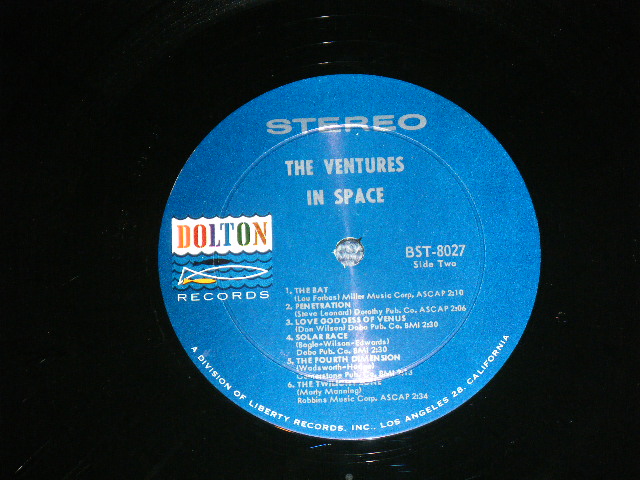 画像: THE VENTURES - IN SPACE ( DARK BLUE with SILVER Print Ｌａｂｅｌ，Ｍａｔｒｉｘン# BST-8027 SIDE 1/BST-8027 SIDE-2  Ex/Ex ) / 1964  US AMERICA  ORIGINAL Stereo Used LP 