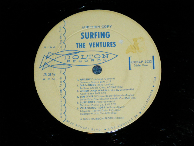 画像: THE VENTURES - SURFING ( えｘ／Ｅｘ ) / 1963 US ORIGINAL "PROMO  AUDITION LABEL" MONO  Used LP 