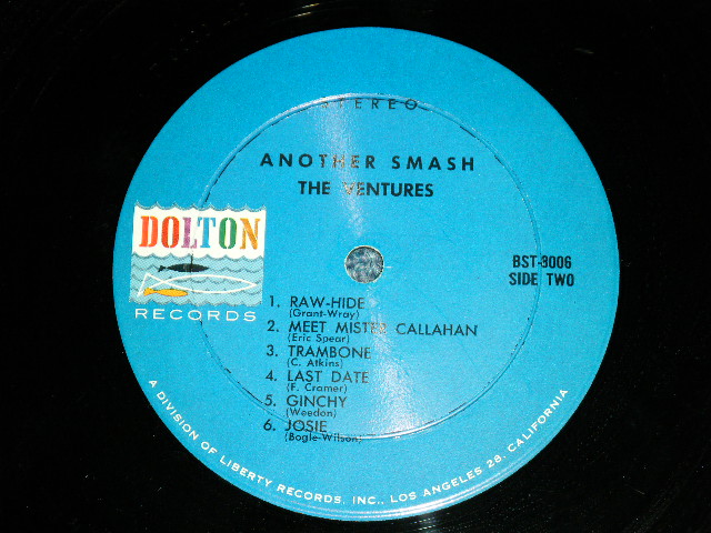 画像: THE VENTURES - ANOTHER SMASH ( First Cover Design : Matrix # A:BST 8006 -1/B: BST 8006-2 ; VG+++/Ex+++) / 1964 Version US AMERICA "BLUE with BLACK PRINT Label" STEREO Used LP 