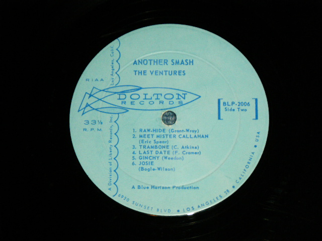 画像: THE VENTURES - ANOTHER SMASH ( First Cover Design : Matrix # A:BLP-2006  SIDE-1/B: BLP-2006 I1 SIDE-2 ; Ex++/Ex+) / 1961 US AMERICA ORIGINAL "LIGHT BLUE  Label" MONO Used  LP 