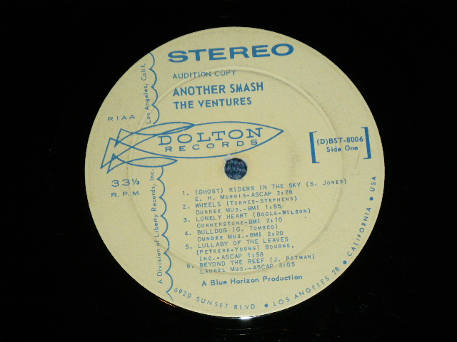 画像: THE VENTURES - ANOTHER SMASH ( First Cover Design : Matrix # A:BST 8006 SIDE-1/B) BST 8006 SIDE 2 ; Ex-/Ex:  ) / 1961 US AMERICA ORIGINAL "AUDITION Label PROMO" STEREO Used LP 