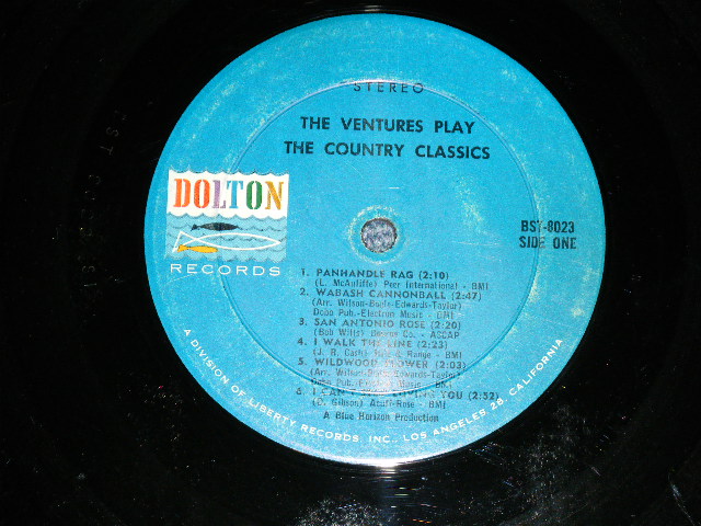 画像: THE VENTURES - Play COUNTRY CLASSICS ( First Cover Design : Matrix # A:BST 8023 S-1/B) BST 8023 S-2 ; E-/Ex+ Looks:Ex ) / 1963 US AMERICA ORIGINAL "BLUE With BLACK PRINT Lavel" STEREO Used LP 