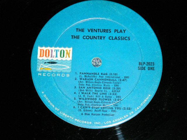 画像: THE VENTURES - Play COUNTRY CLASSICS ( First Cover Design : Matrix # A:BLP-2023-S1A/B) BLP-2023-S2   ; Ex+/Ex++ ) / 1963 US AMERICA ORIGINAL "DARK BLUE With BLACK PRINT Lavel" MONO Used LP 