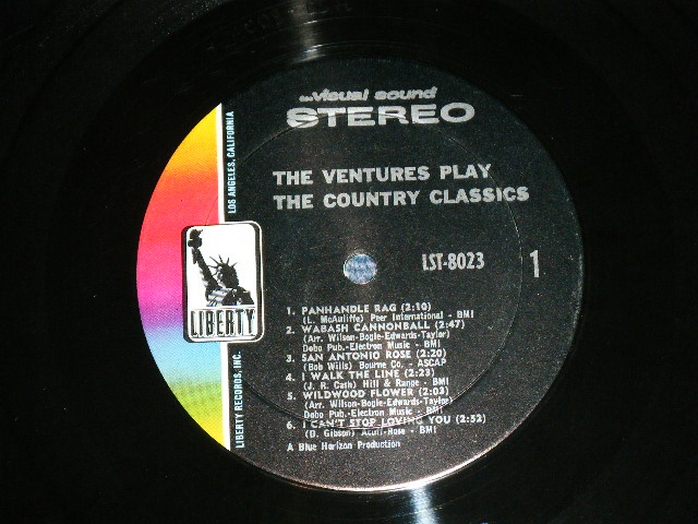 画像: THE VENTURES - I WALK THE LINE (aka Play COUNTRY CLASSICS) ( Second Cover Design : Matrix # A:BST 8023-1 /B) BST 8023-1  ; Ex+,VG/Ex++ Looks:MINT- ) / 1970 Version? US AMERICA ORIGINAL 'Second 2nd Press COVER' "LIBERTY Jacket & LIBERTY Lavel" STEREO Used LP 