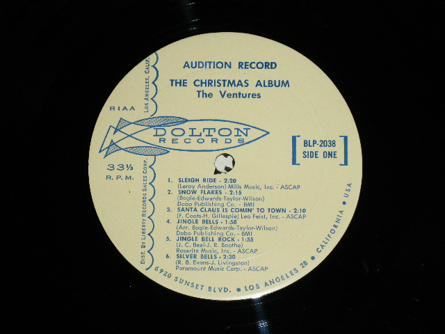 画像: THE VENTURES -  CHRISTMAS ALBUM ( Matrix Number A) 1 B) 2   : Ex++/MINT- B-6:Ex+ )  /  1965 US AMERICA Version "'AUDITION LABEL PROMO" MONO Used LP 