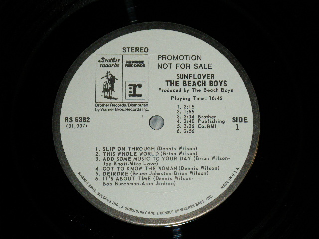 画像: The BEACH BOYS - SUNFLOWER ( Matrix Number A) 31007-A-1A / B) 31008-B-1A  : Ex++/MINT- )   / 1970  US AMERICA  ORIGINAL "WHITE LABEL PROMO" Used LP 