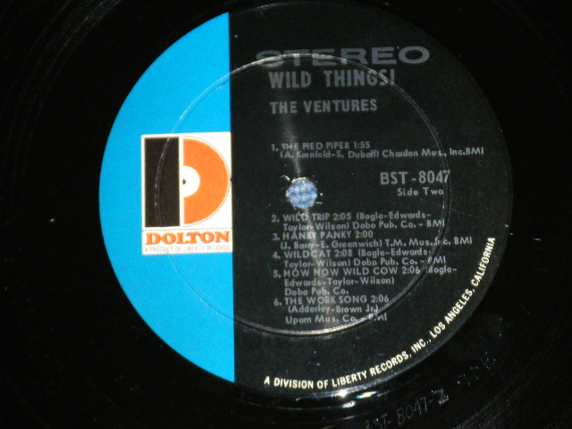 画像: THE VENTURES - WILD THINGS ( Matrix # A)BST-8047-1 SIDE 1 / B)BST8047 SIDE-2 1   ; "D" Mark Label:: Ex++/Ex++ Looks:Ex++ ) / 1966 Version US AMERICA  ORIGINAL STEREO Used   LP