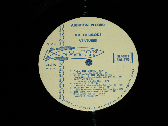 画像: THE VENTURES - THE FABULOUS VENTURES ( Matrix # A)BLP-2029,1/ B)BLP-2029,2 ; AUDITION Label PROMO:  Ex++/Ex+++) / 1964  US AMERICA  ORIGINAL "PROMO" MONO Used   LP