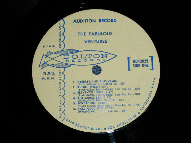 画像: THE VENTURES - THE FABULOUS VENTURES ( Matrix # A)BLP-2029,1/ B)BLP-2029,2 ; AUDITION Label PROMO:  Ex++/Ex+++) / 1964  US AMERICA  ORIGINAL "PROMO" MONO Used   LP