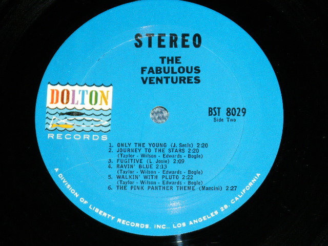 画像: THE VENTURES - THE FABULOUS VENTURES ( Matrix # A)BST-8029 SIDE#1 (1-A)  / B)BST-8029 SIDE#2 (1-A) ; DARK BLUE with BLACK Print Label (Ex-/Ex++ ) / 1964  US AMERICA  ORIGINAL "2nd press Label" STEREO Used   LP