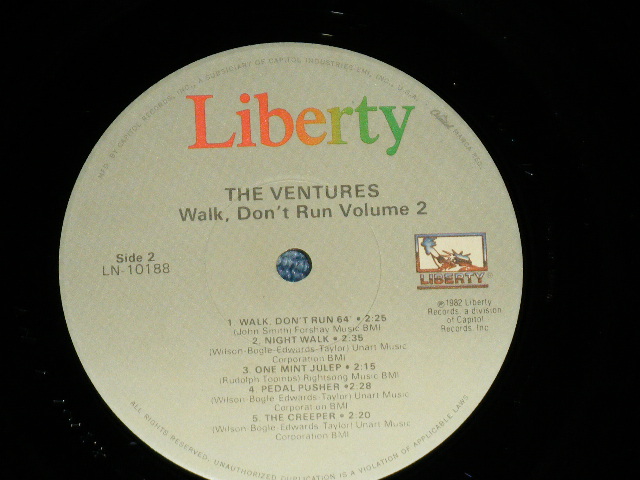 画像: THE VENTURES - WALK DON'T RUN VOL.2 ( Ex+/MINT- / 1982 US AMERICA REISSUE "10 TRACKS Version"  Used   LP 