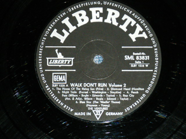 画像: THE VENTURES - WALK DON'T RUN VOL.2 ( Ex-/Ex- Looks:VG+++ )   / 1964 GERMAN ORIGINAL Used   LP 