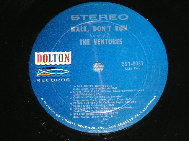 画像: THE VENTURES - WALK DON'T RUN VOL.2 : SWEAT SIRT Version (Matrix # BST-8031-2-SIDE 1/ BST-8031-2-SIDE 2 ) ( Ex++/Ex++,Ex+ )   / 1964 US AMERICA ORIGINAL "DARK BLUE with SILVER PRINT Label" STEREO Used LP 