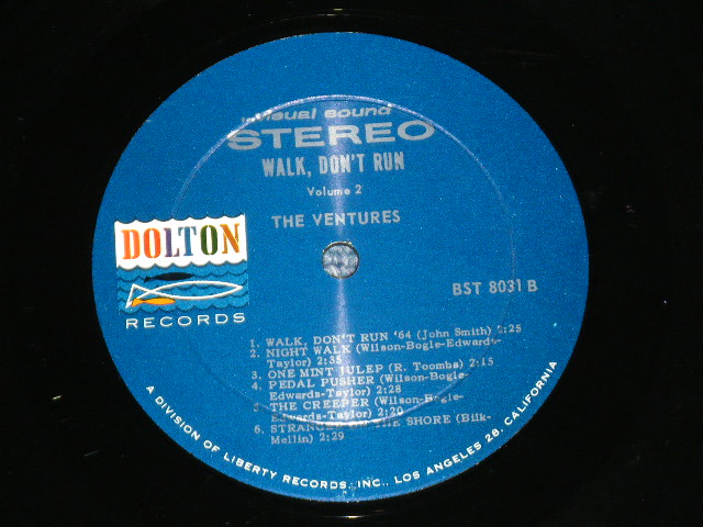 画像: THE VENTURES - WALK DON'T RUN VOL.2 : SWEAT SIRT Version (Matrix # BST-8031-A-1 / BST-8031-B-1 ) ( Ex+/Ex++ )   / 1964 US AMERICA ORIGINAL "DARK BLUE with SILVER PRINT Label" STEREO Used LP 