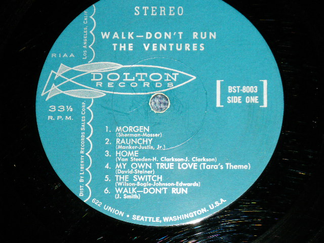 画像: THE VENTURES - WALK DON'T RUN  ( Ex++/Ex++ ) / 1960 US AMERICA ORIGINAL 1st Press "TURQUOISE with SEATTLE Address Label"  STEREO   Used  LP 