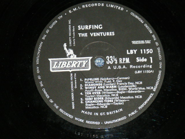 画像: THE VENTURES - SURFING (Matrix # 1N / 1N )  ( Ex+++/MINT- )  / Late1960's "SMALL MONO Logo"  UK ENGLAND ORIGINAL MONO Used LP 