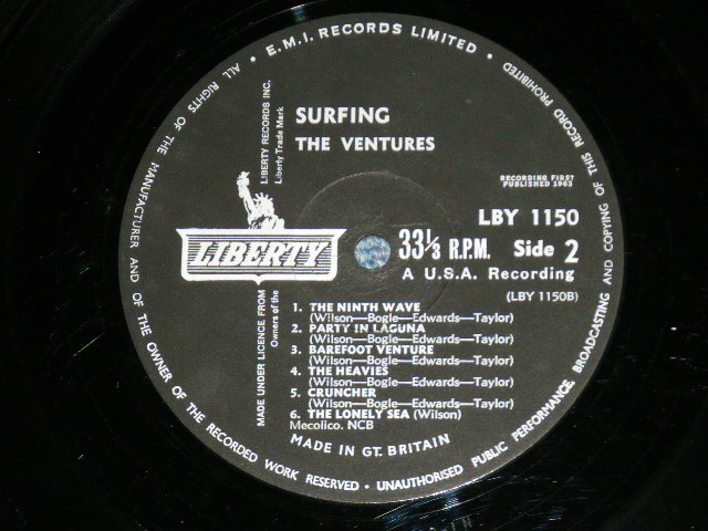 画像: THE VENTURES - SURFING (Matrix # 1N / 1N )  ( Ex+++/MINT- )  / Late1960's "SMALL MONO Logo"  UK ENGLAND ORIGINAL MONO Used LP 