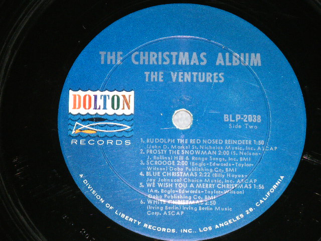 画像: THE VENTURES -  CHRISTMAS ALBUM ( Matrix Number A)１ SIDE-1/B) 2 SIDE-2 ) (Ex++/Ex++: EDSP)  /  1965 US AMERICA Version "'DARK BLUE with SILVER PRINT LABEL" MONO Used LP 