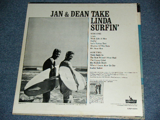 画像: JAN & DEAN - TAKE LINDA SURFIN'  ( Ex+/Ex+++,Ex++  )   / 1963 US ORIGINAL MONO  LP 