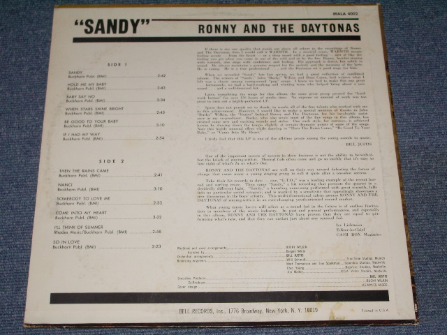 画像: RONNY AND THE DAYTONAS - SANDY ( Ex++/Ex+++ )  / 1966 US ORIGINAL MONO LP 