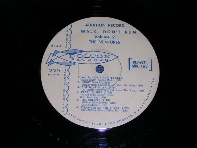 画像: THE VENTURES - WALK DON'T RUN VOL.2  / 1964 US ORIGINAL AUDITION PROMO LP 