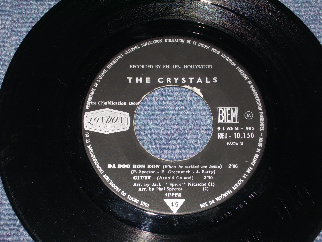 画像: THE CRYSTALS - DA DOO RON RON  / 1963 FRANCE  ORIGINAL  7" EP