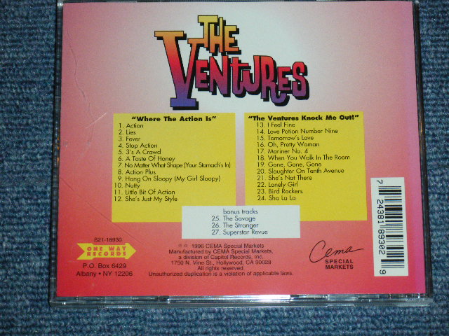 画像: THE VENTURES - WHERE THE ACTION IS + KNOCK ME OUT  ( 2 in 1+ BONUS TRACK/ Ex+++/MINT- ) / 1996 US USED  CD 