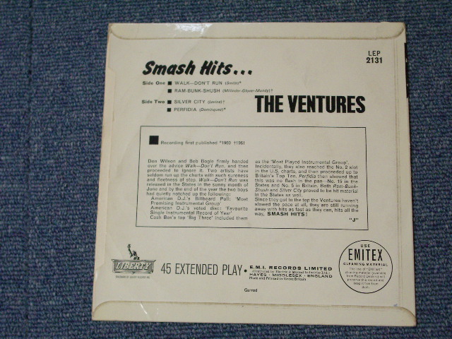 画像: THE VENTURES - SMASH HITS (With MEL TAYLOR'S AUTOGRAPHED SIGN  / 1962 UK Original 7" EP With PICTURE SLEEVE 